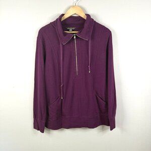 Tommy Bahama Womens Quarter-Zip Relaxed Fit Purple Pullover Sweatshirt M
